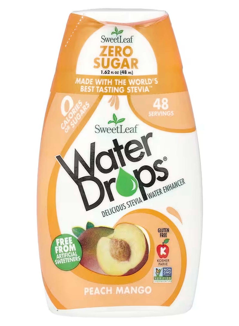 سويت ليف قطرات الماء ، محسن ماء ستيفيا اللذيذ ، بنكهة الخوخ والمانجو ، 1.62 أونصة سائلة (48 مل) - Image 1